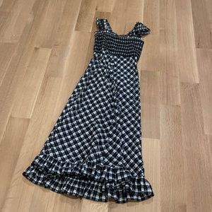Ganni black plaid dress